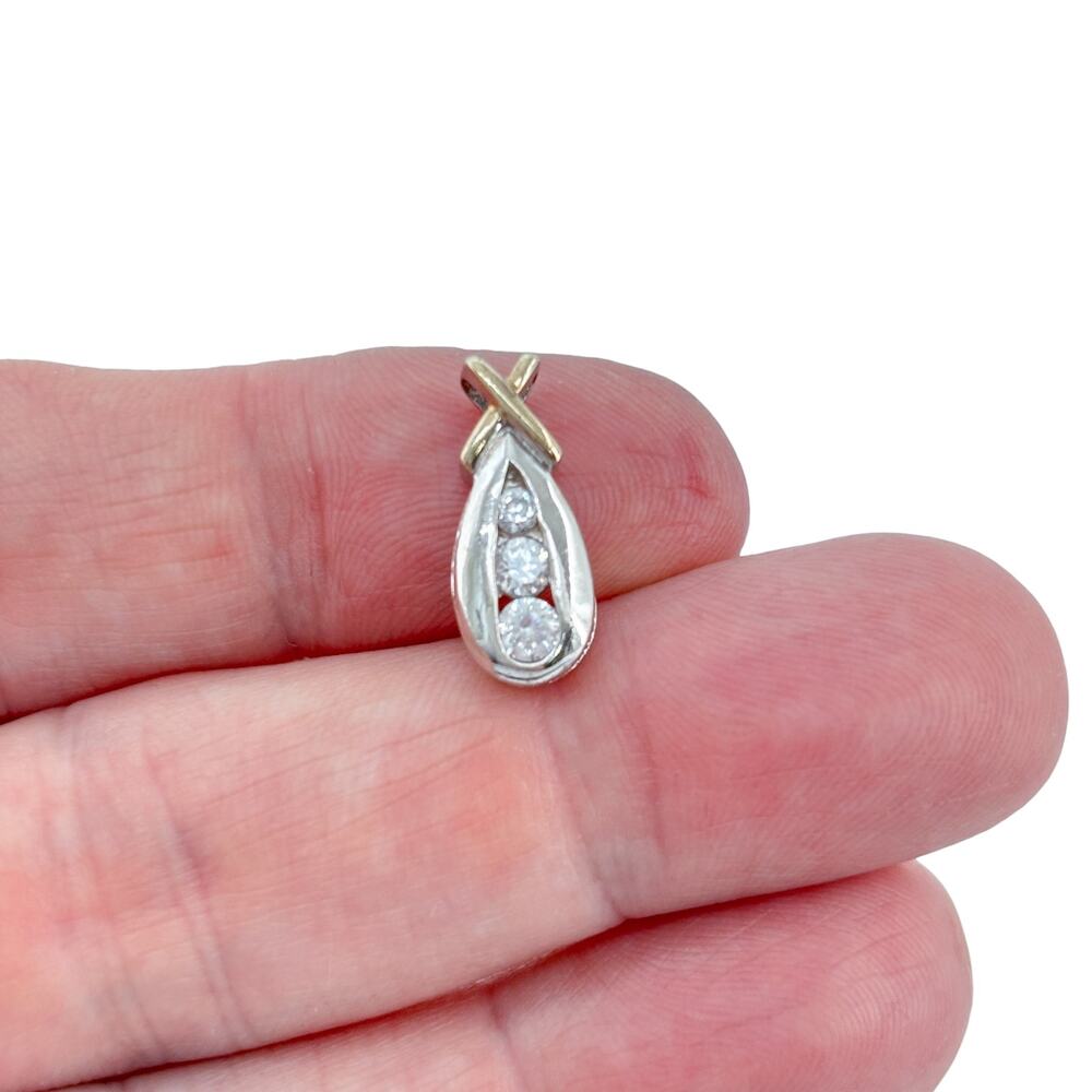 Vintage Ross-Simons Sterling Silver 925 Graduated Cubic Zirconia Pendant
